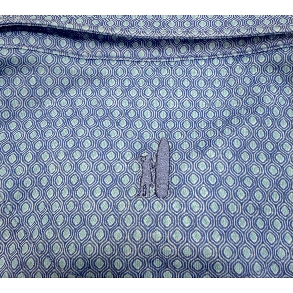 NWT johnnie-O PUDDLES Top Shelf Geometric Print Golf Polo Shirt Blue SMALL $110 - Picture 9 of 9
